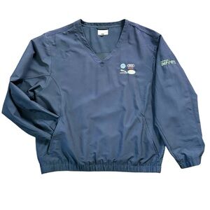 Cutter & Buck Navy V Neck Nylon Pullover with embroidered Import Car Logos